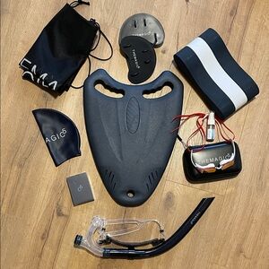 The Magic 5 pink goggles and Black and White Swim Set, NWT